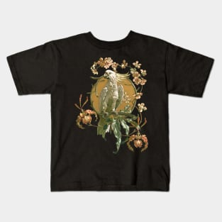 Vintage Cockatoo Bird with Orchids Kids T-Shirt
